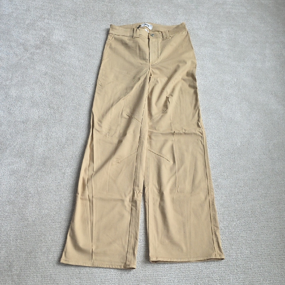 Paige Sasha Clean Front Tan Wide Leg Pant. Nwt Sizr 27